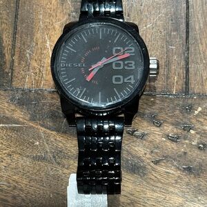 DIESEL DZ1460 Black Stainless Steel Men’s Watch with Red Hands